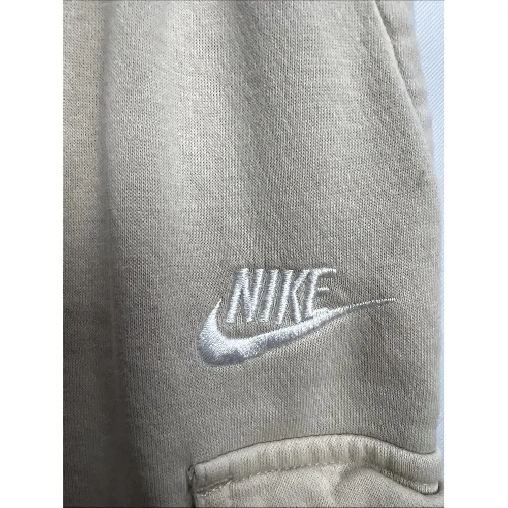 Nike Kids Cargo Jogger Sweatpants Tan Beige Fleece Logo Size L